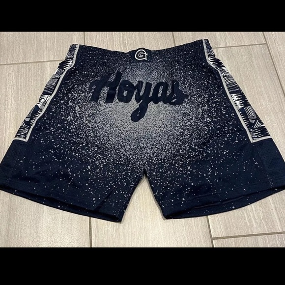 GEORGETOWN HOYAS BASKETBALL MITCHELL NESS COLLEGE VAULT GAME UNIFORM SHORTS MED - Picture 1 of 6